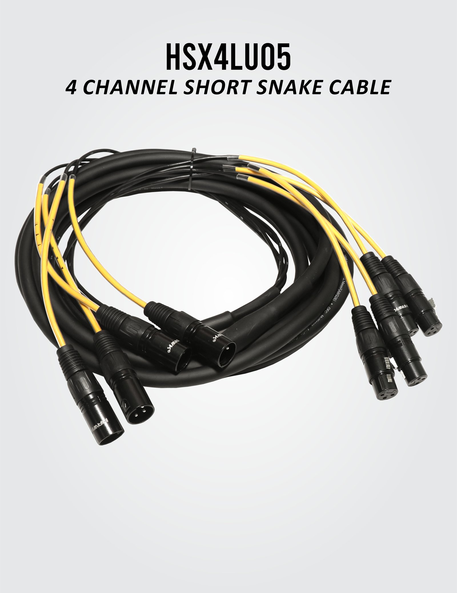 Hawk HSX4LU05 4-channel balanced snake cable with XLR male and XLR female connectors
