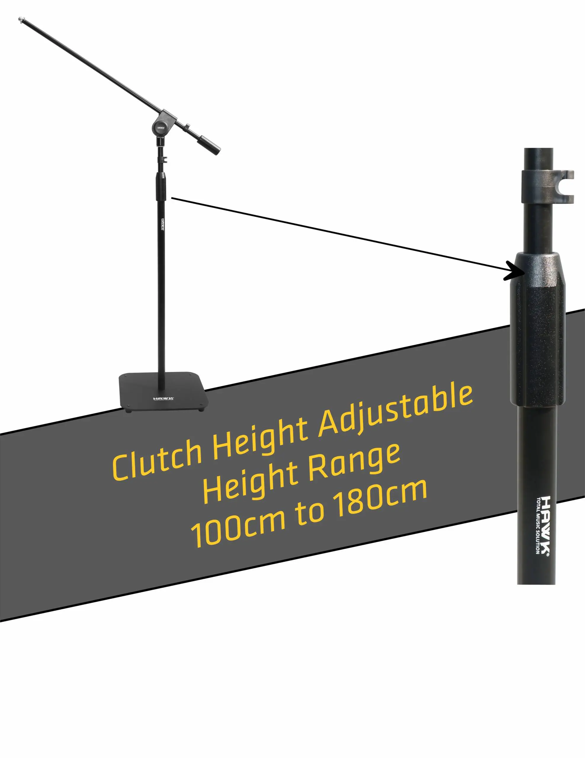 Hawk HMS 30FB heavy-base microphone stand with 800 mm boom arm and adjustable height
