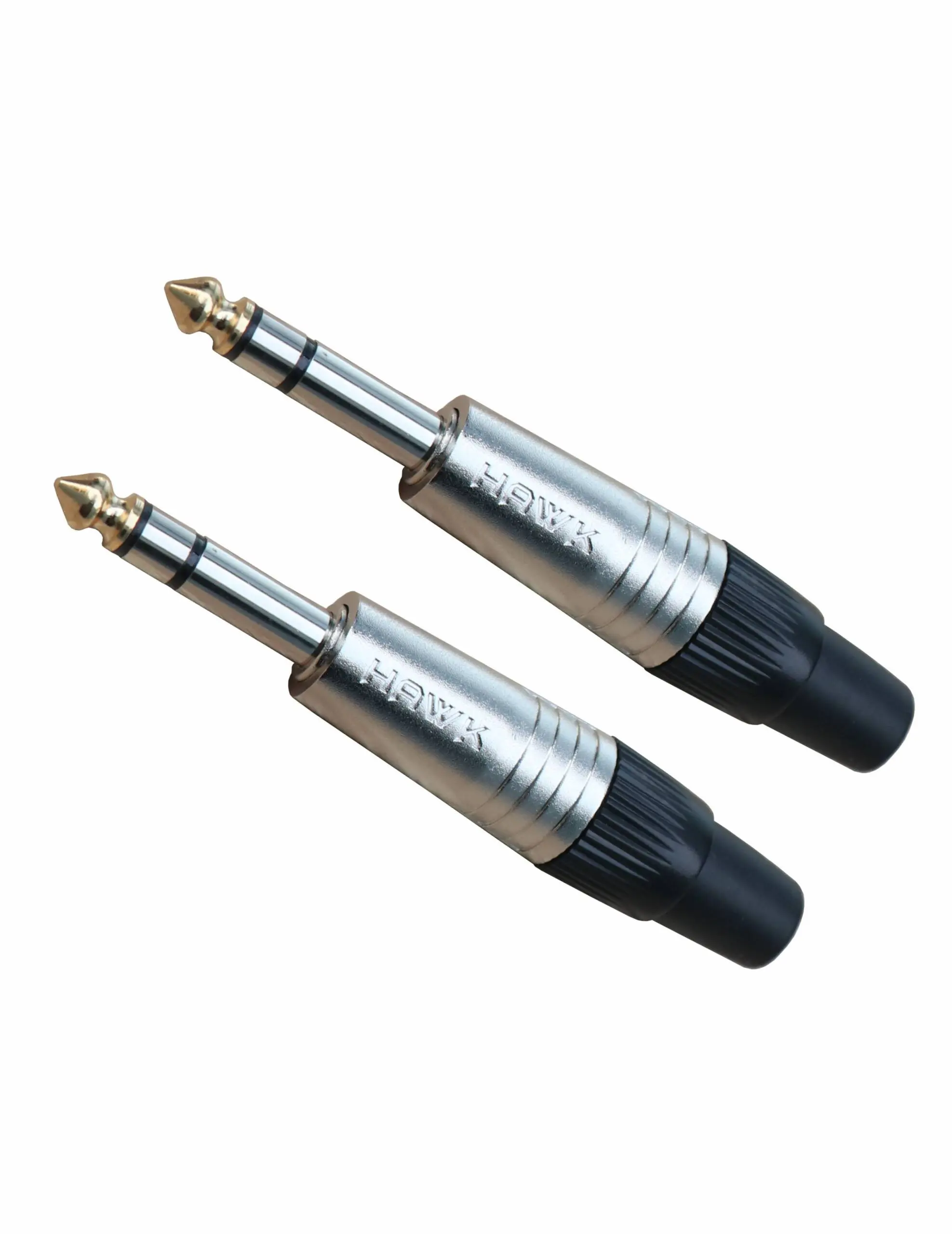 Hawk HSTM-SG 1/4 inch TRS Male Connector Pair Gold Tip