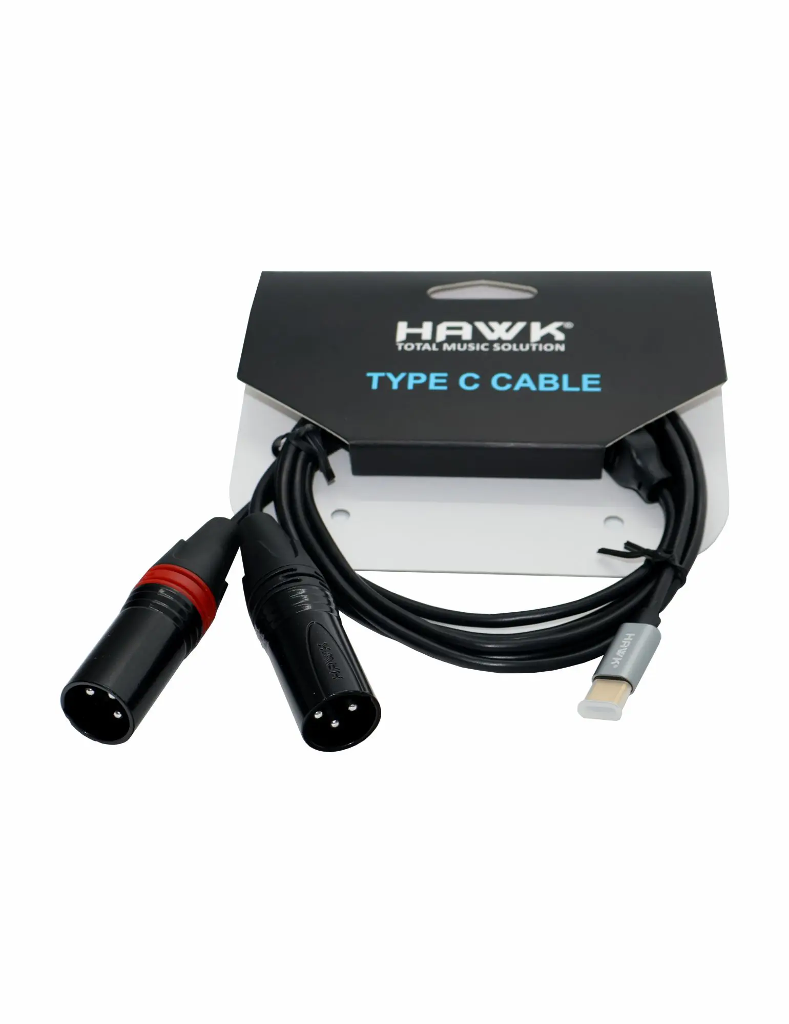 Hawk HC2XMLU01.8 Type-C to Dual XLR Male Cable Black