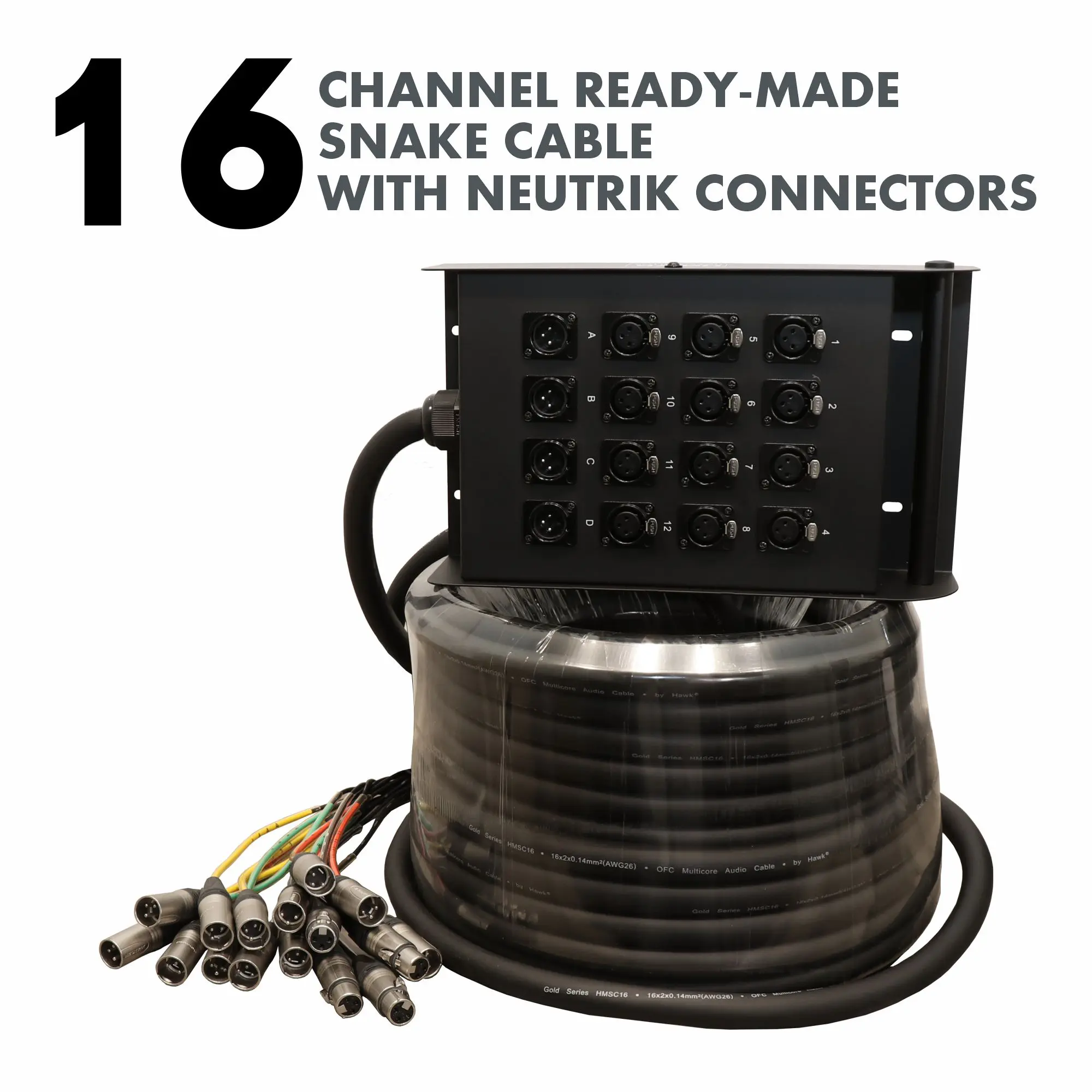 Hawk HNSS1204LU30 16 channel ready made snake cable with Neutrik connectors