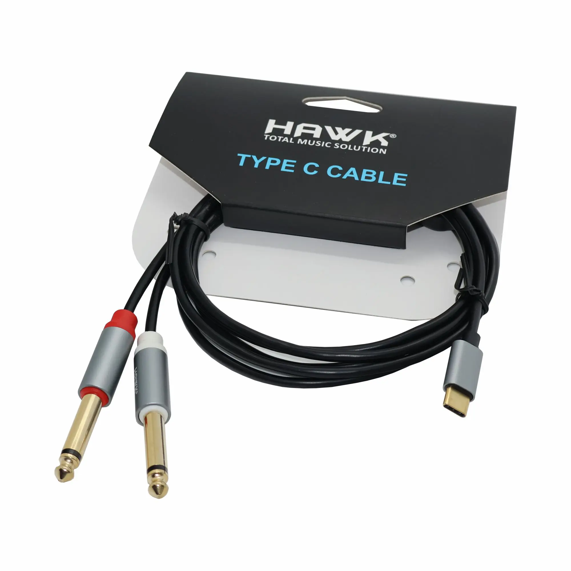HC2PLU01.8 – TYPE C TO 2* 6.35 MM TS Male Black