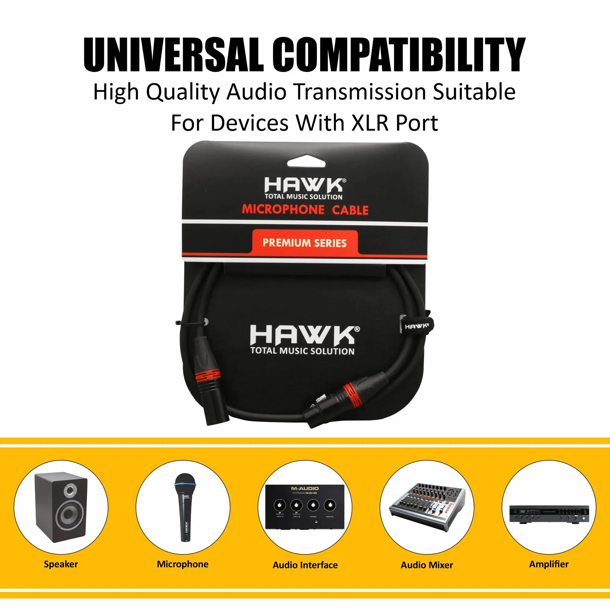 Hawk HXFPLU02 Premium Series microphone cable with Hawk XLR connectors, 2 metres