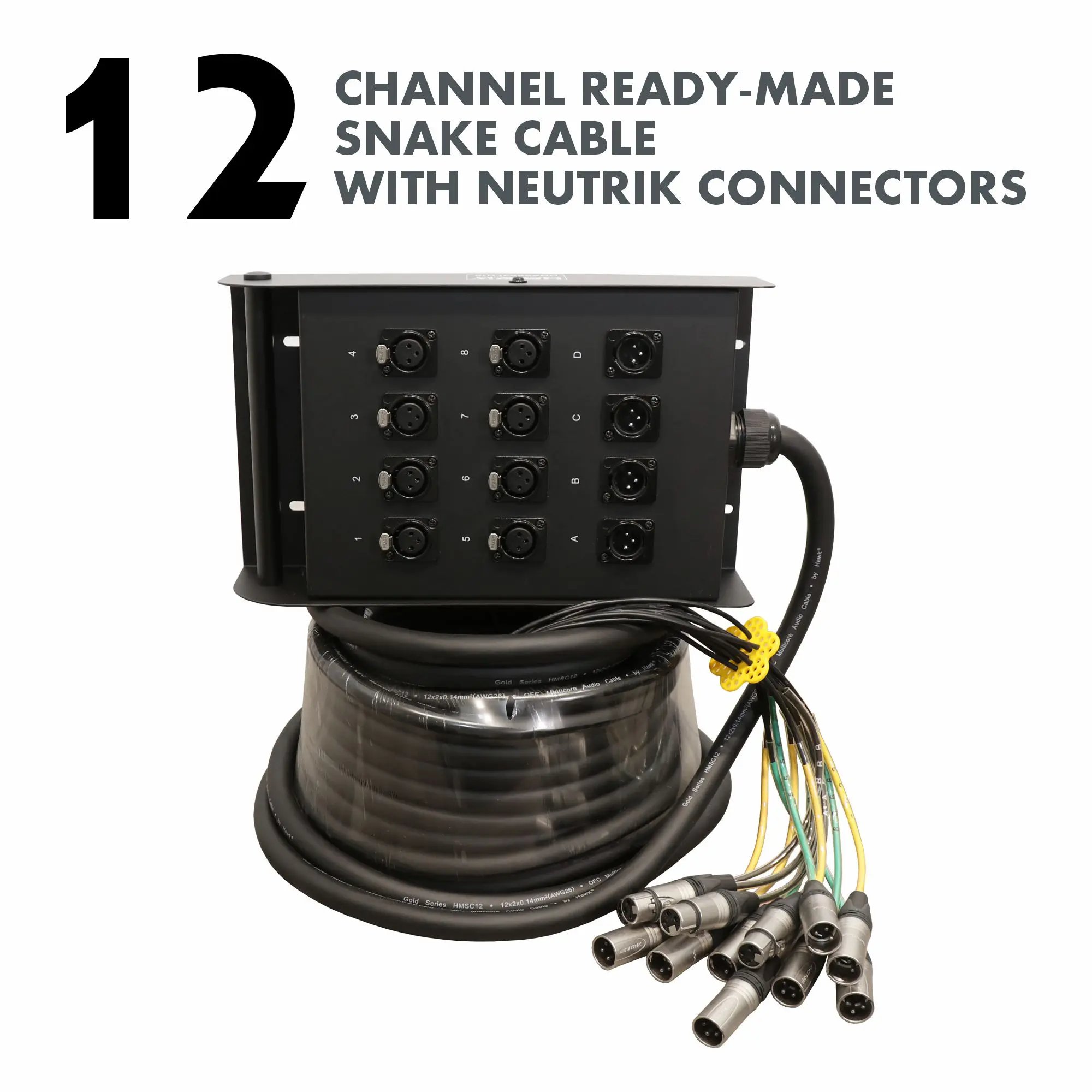 Hawk HNSS804LU10 12 channel ready made snake cable with Neutrik connectors