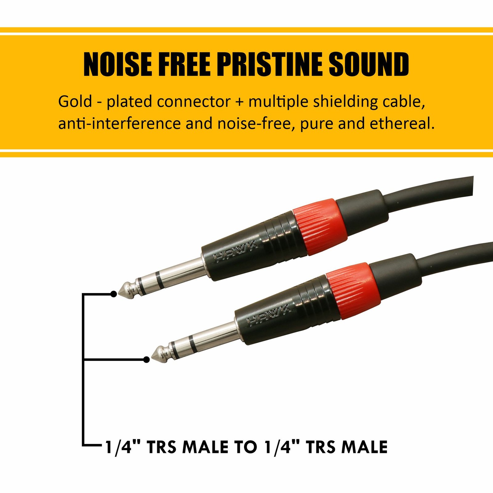 HMSPLU01 -Premium Series TRS Male TO TRS Male With Hawk Connector 1M