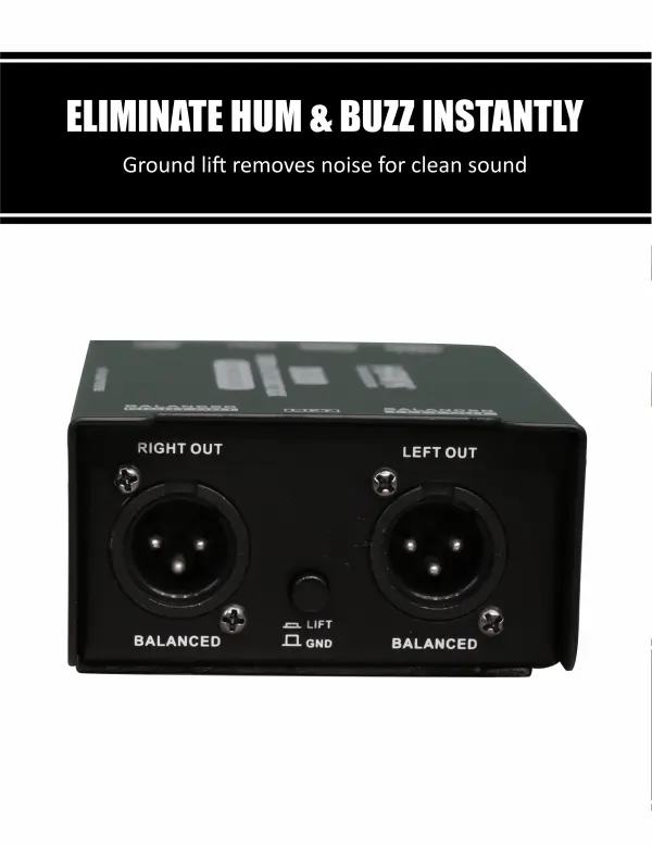HAWK DI 200 Stereo Active Direct Box with Dual Inputs and Balanced XLR Outputs