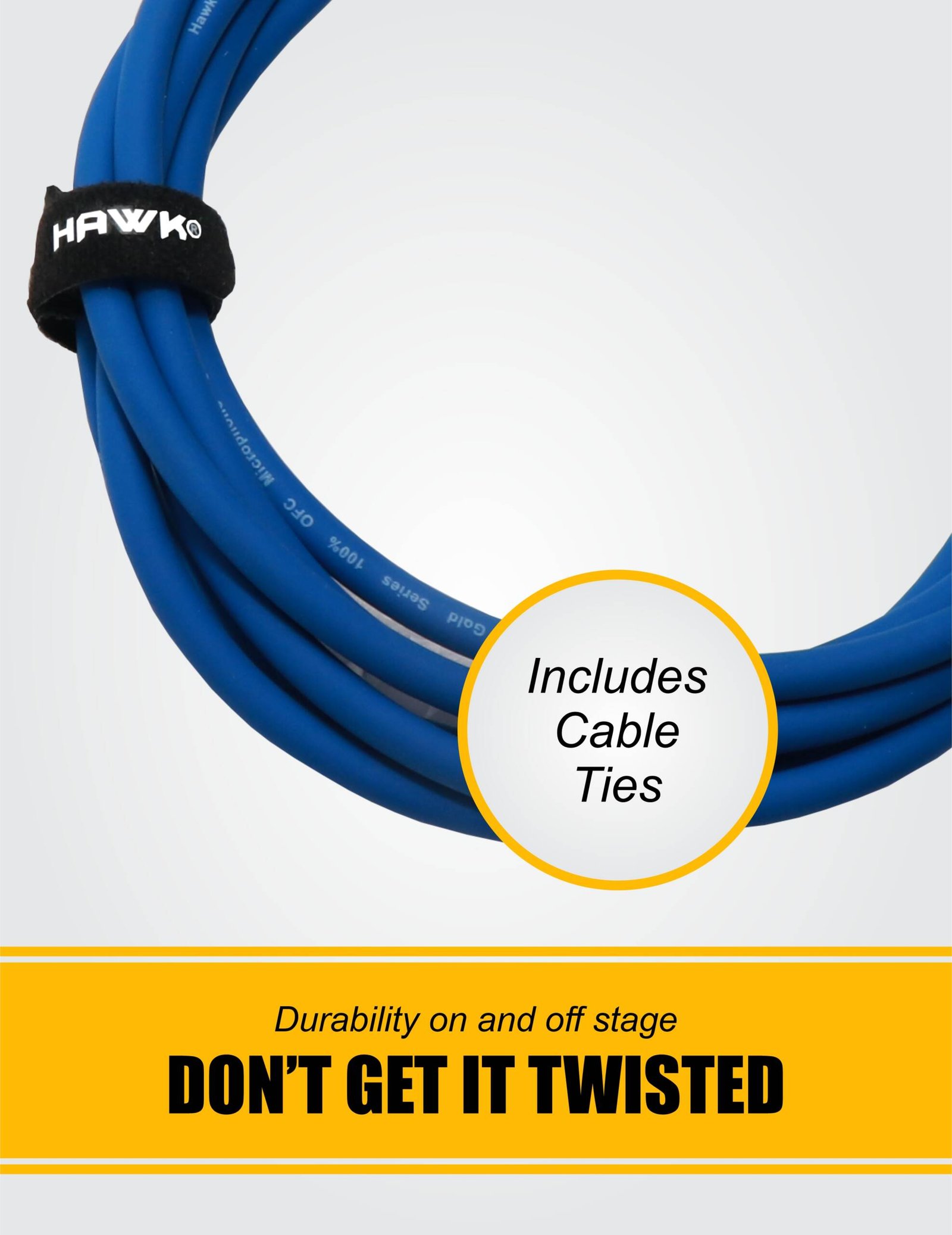 Hawk SXFG-010BLU blue 3-meter Gold Series XLR male to female balanced audio cable with cable tie