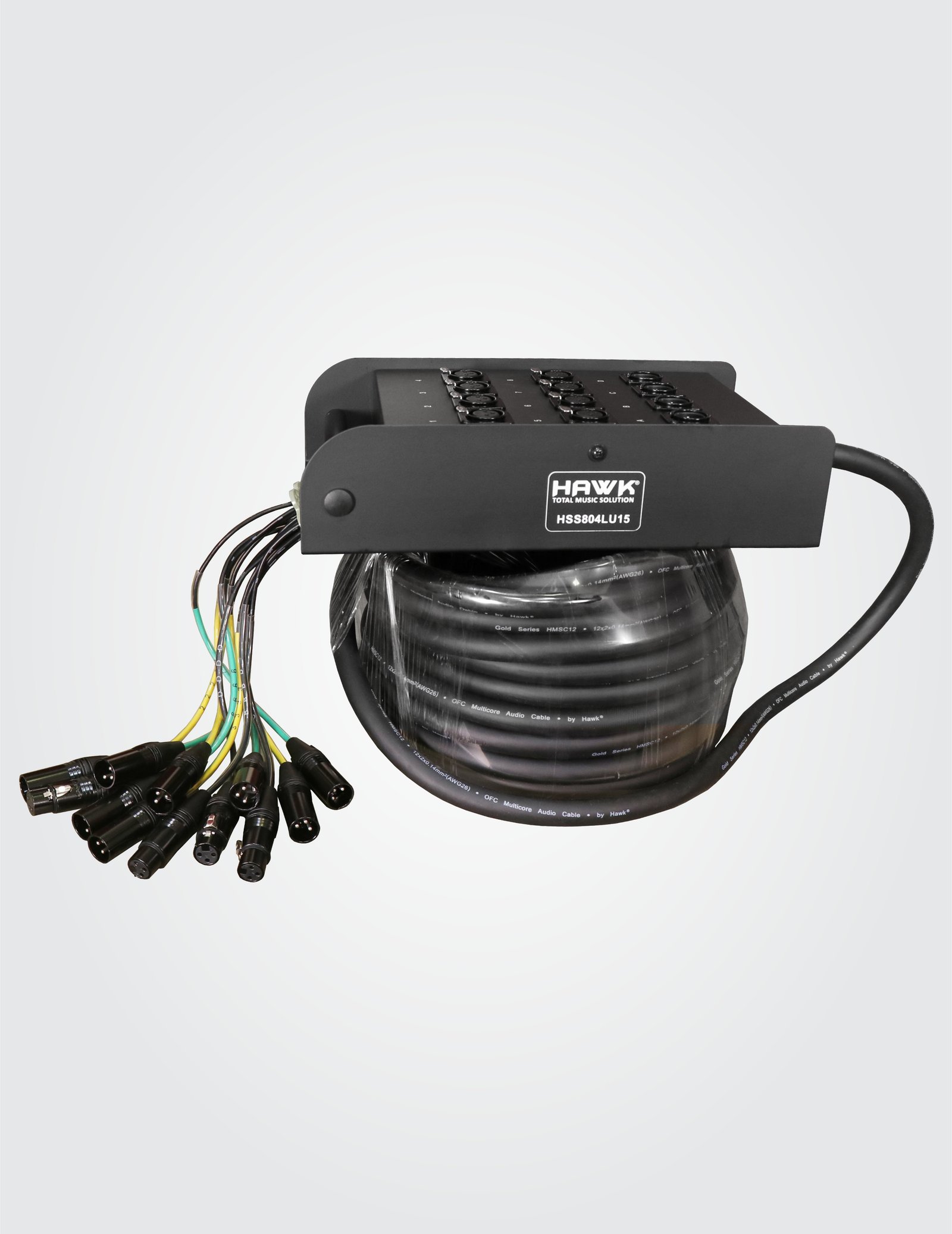 HSS804LU10 12 Channel Snake Cable with Stage Box with 8 in and 4 out, 10 Meters, Balanced Cable