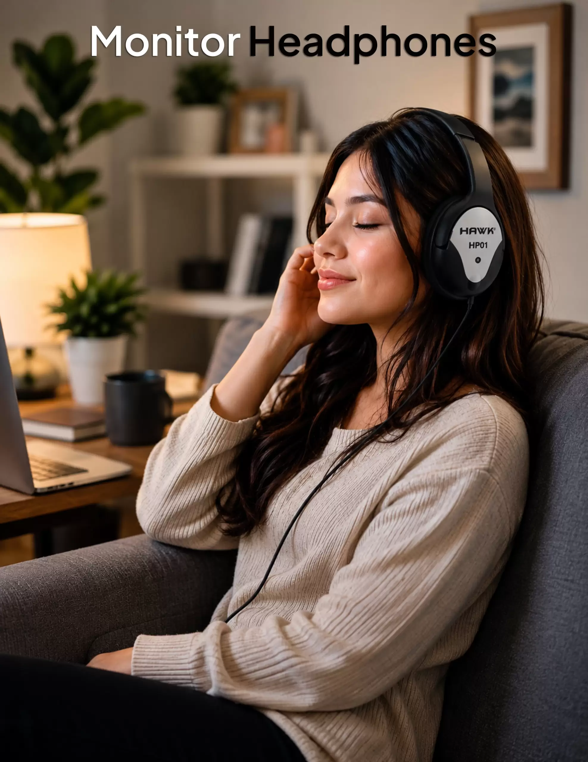 Hawk HP01 monitor headphones with dynamic transducer and lightweight headband