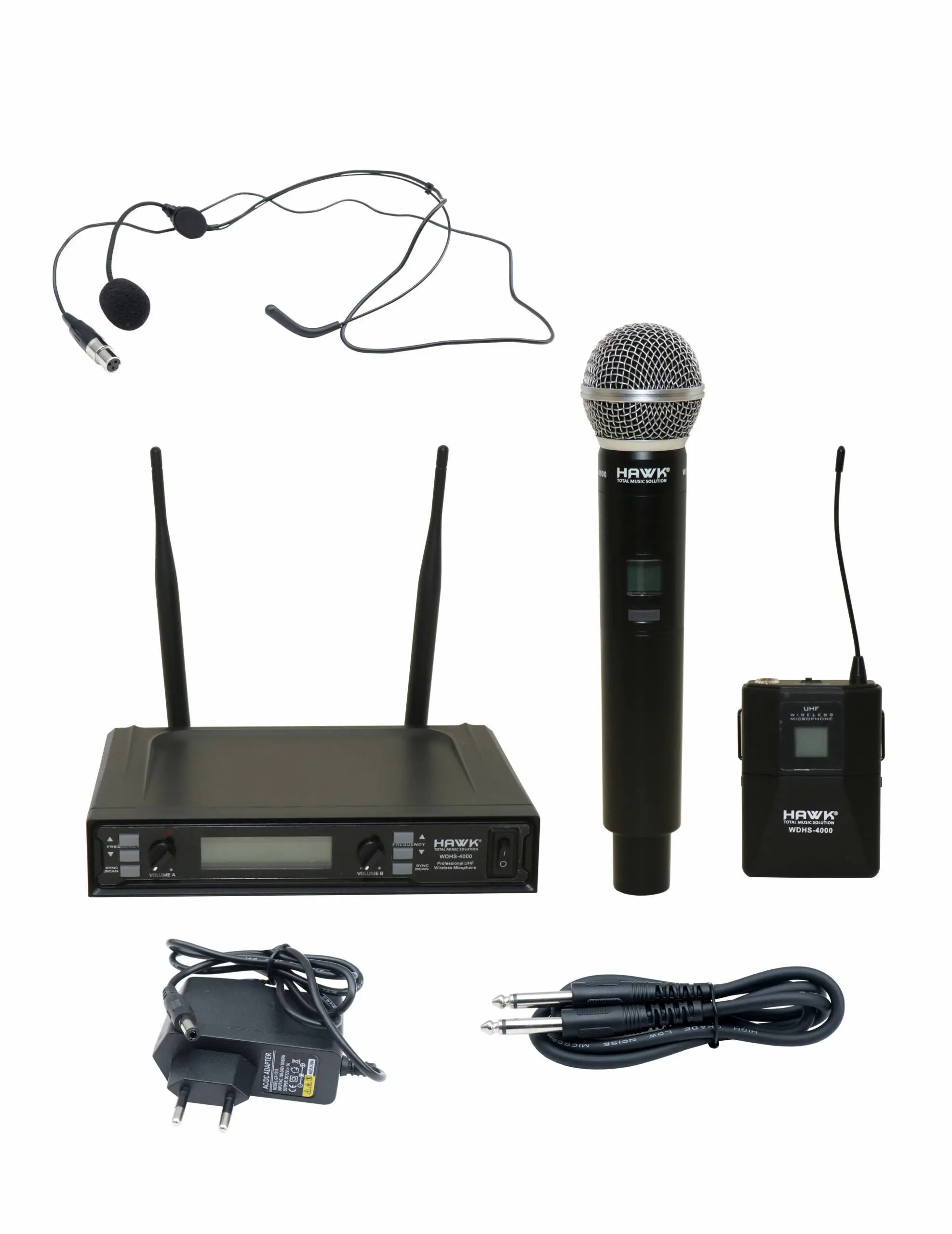 Hawk WDHS 4000 wireless microphone system with 200 selectable frequencies for professional audio applications